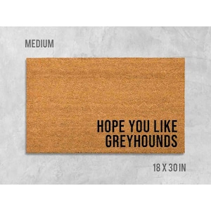 Dog Doormat: Greyhound Design - Natural Coir, Latex Backing