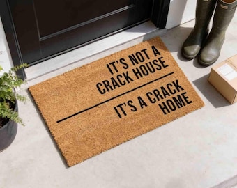 Funny 'Crack Home' Natural Coir Doormat, Housewarming Gift