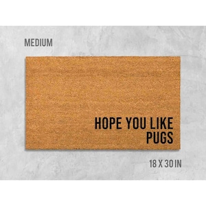 Pug Doormat - Funny Dog Design, Natural Coir Mat