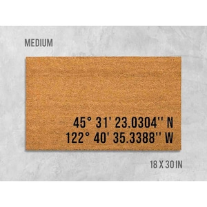 Longitude Latitude Welcome Mat - Natural Coir Door Rug