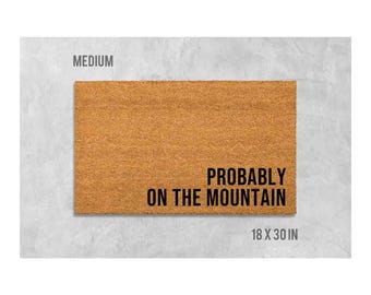 Funny Outdoor Doormat: Hiking and Climbing Theme (Natural Coir)