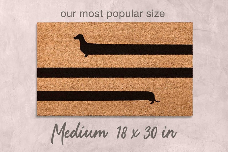 Funny Dachshund Doormat - Dog Mom Welcome Mat, Natural Fiber Medium 18 x 30 (Standard Size)
