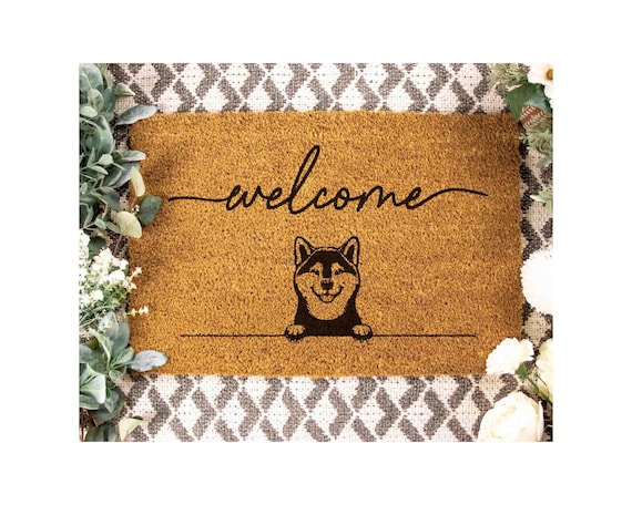 Shiba Inu Door Mat: Cute Dog Design (Natural Coir, Latex)