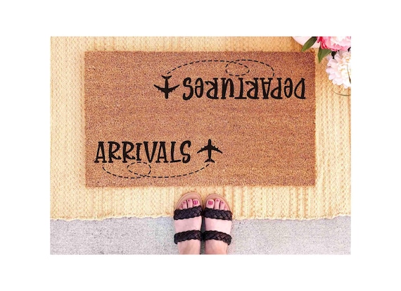 Pilot Door Mat: Airplane Design - Natural Coconut Fiber