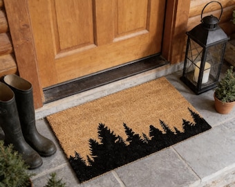 Felpudo con diseño de hilera de árboles - Regalo de inauguración de casa con temática paisajística