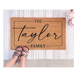 Custom Family Name Doormat: Natural Coir - Latex Backing