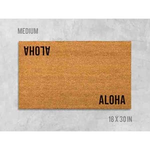 Aloha Welcome Mat: Double Sided Design with Coconut Fiber - Latex Backing