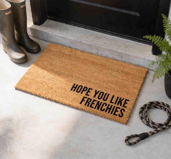 Frenchie Coir Doormat: Natural Coconut Fiber, Latex Backing