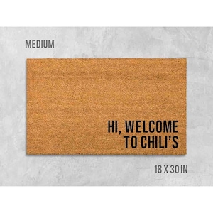Welcome Doormat: Funny Chili's Design (Natural Coir, Latex)