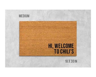 Welcome Doormat: Funny Chili's Design (Natural Coir, Latex)