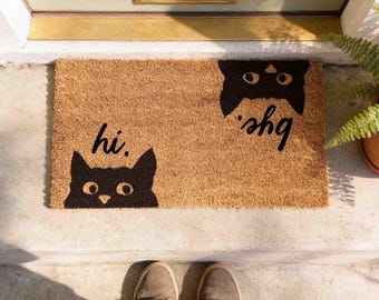 Funny Cat Doormat: Natural Coir with Latex Backing