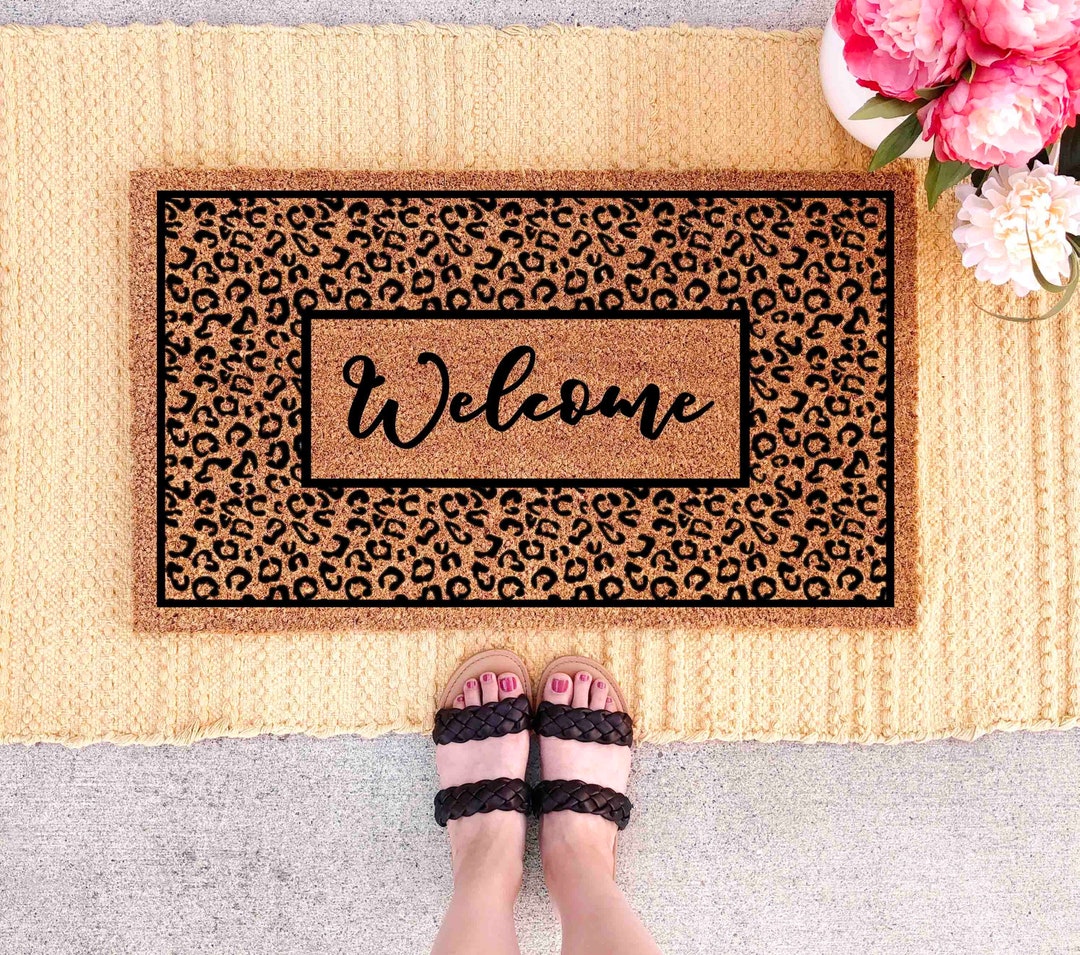 Boho Doormat Boho Leopard Print Doormat Animal Print Doormat Custom