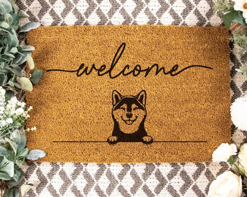 Shiba Inu Door Mat: Cute Dog Design (Natural Coir, Latex) image 2