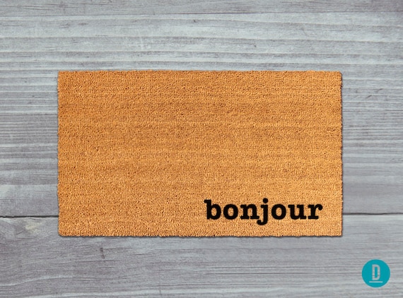 Bonjour Doormat Bonjour Door Mat Bonjour Welcome Mat French Doormat French Door Mat French Welcome Mat Bonjour Mat French Mat France