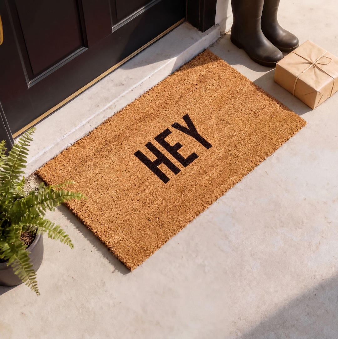 Hey Doormat, Funny Welcome Mat, Housewarming Gift, Simple Door Rug - Etsy