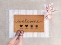 Personalized Dog Doormat: Custom Family Name - Natural Coir Fiber