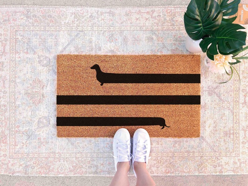 Funny Dachshund Doormat - Dog Mom Welcome Mat, Natural Fiber image 4