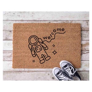 Welcome Mat: Space Theme - Funny Astronaut Design, Latex Backing