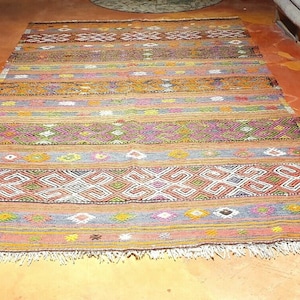 Primitive Antique Cr1900-1939&#39;s Natural Dye Wool Nagorno-Karabakh Armenian Rug 5x8ft