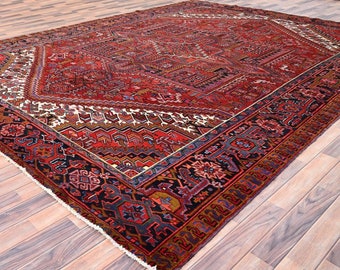 Exquisite Red Color, Original Antique 1900&#39;s Legendary Heriz Rug 10&#39;0&quot; x 12&#39;8&quot;