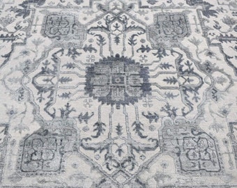 Exquisite Natural Stone Gray Angora Pile Heriz Collection Rug 9'0" x 12'0"