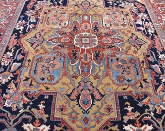 Exquisite Antique 1900's Natural Color, Heriz Collection Rug 11'0" x 17'6"