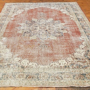 7x10ft Armenian Area Rug | Living Room Rug from Erivan | Stunning Antique Cr1900-1939&#39;s,Muted Natural Dye Armenian Oushak Rug 7x10ft