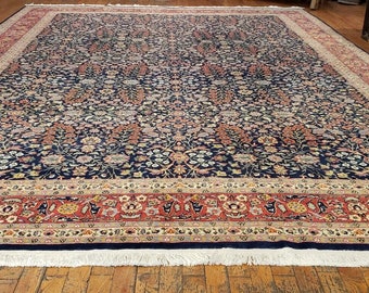 Exquisite Vintage 1950s Wool Pile Vivid Vegy legendary Hereke Rug 7'9"×10'7"