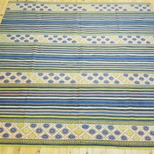 Antique 1930-1940s Natural Dyes Embroidered Flat Woven Cicim Kilim 6x6ft