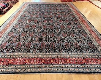 Masterpiece Vintage 1960-1980&#39;s Wool Pile Legendary Hereke Signed Rug 11x16ft