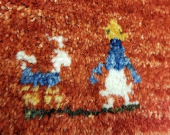 Stunning Vintage 1980-1990s Natural Dyes Virgin Wool Pile Gabbeh Rug 6’6”x 6’4”