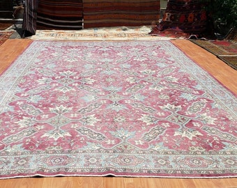 Rare Late 1930's Antique Natural Dye,Wool Pile Inscribed Hereke Rug 10'x14'4" (s-1616)