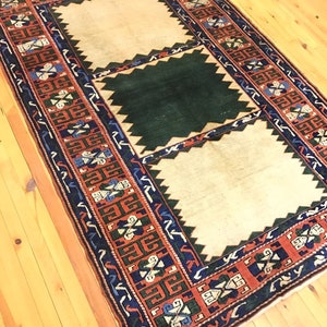 Rare Antique 1930-1939s Natural Old Dyes Wool Pile Armenian Rug 5x7ft