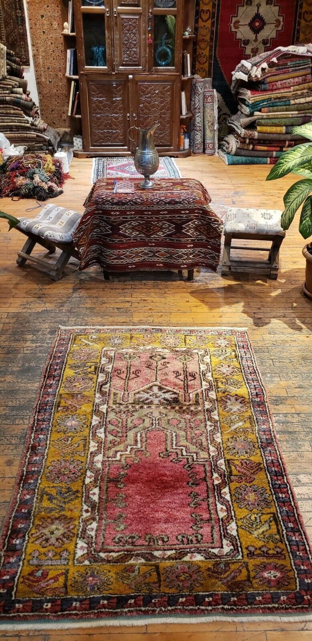 Deanery Rugs Exquisite Antique 1950-1960s Natural Dye Wool Pile Dowry Prayer Rug 3'2 ...
