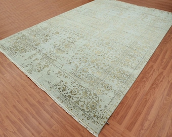 Exquisite Gray Color, Silk&Wool Pile Contemprary Oushak Rug 10'0" x 14'0"