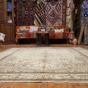 Rare 1930-1940&#39;s Antique Natural Dye Wool Pile Legendary Armenian Rug 6&#39;8&quot;×9&#39;7&quot;