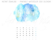 2016 Watercolor calendar, 2016 weekly planner, desk watercolor calendar, instant download, printable calendar, A4 size, office decor,digital