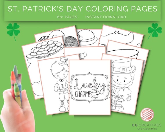 ST. PATRICKS DAY Coloring Pages Instant Download Shamrock