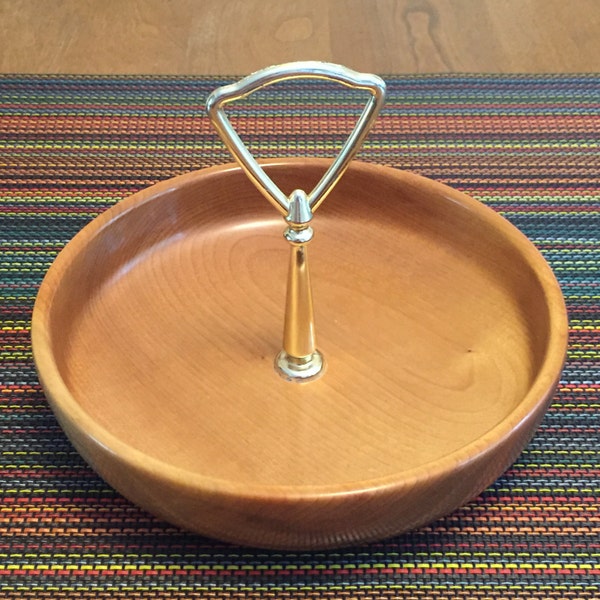 Shipping Included - Oregon Myrtlewood Factory Candy Dish Nut Bowl Serving Tray with Handle - Shipping Included