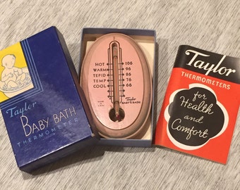 Shipping Included - Vintage Taylor Instrument Companies Rochester, N.Y. Baby Bath Thermometer in Box - Shipping Included