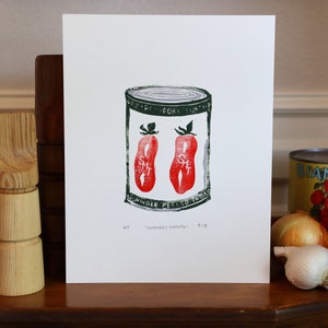 Kitchen Art | Hand-Pulled Original Linocut Print “Correct Tomato”