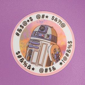 R2D2 Swearing | Star Wars | Sticker, Waterproof, 3-inch