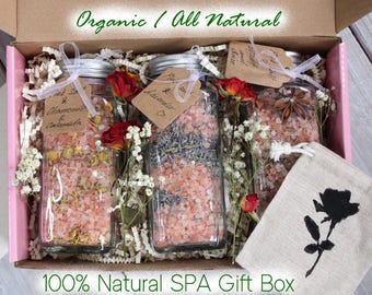 Valentines Gift Box- Organic Spa Gift Set – Natural Self-Care Box for Women, Relaxing Gift, Handmade Bath & Body Set, Birthday Gift