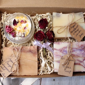 Organic handmade soap gift box , Bath gift set , Valentines day gift, Birthday gift , Stress Relief Gift , Thank you gift , Friendship Gift