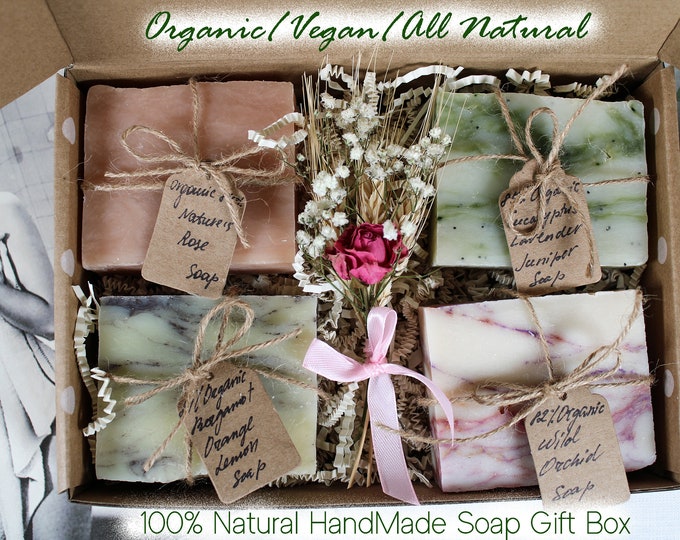 Organic handmade soap , Mothers day gift , Birthday gift, Artisan soap gift box, Thank you gift, Natural Soap Gift box, Thinking of You Gift