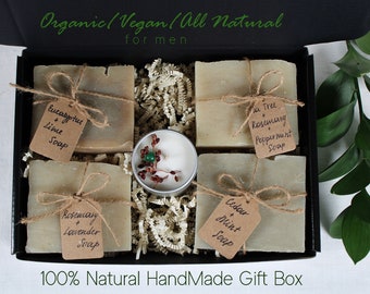 All Natural Soap gift box for him / Organic men's soap, Handmade Soap for Men, Birthday Gift for Him, Gift for Male Colleague