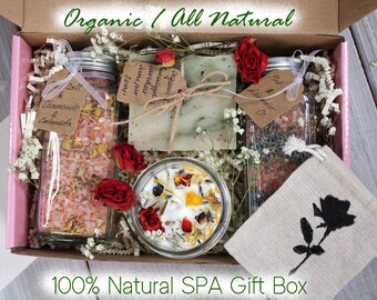 Organic Handmade Soap Gift Set - Valentines Gift Box - SPA Gift Box Candle and Soap, Natural Skincare, Eco-Friendly Gift, Bath Gifts Set