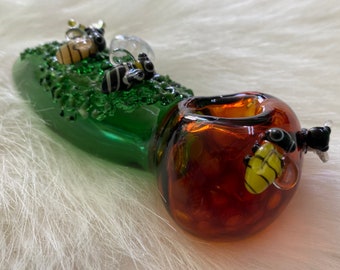 Bees Family Glass Hand Pipe, High Quality Pipe, Collectable Pipe, Gift Pipe
