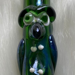 Green Standing Owl Glass Hand Pipe, Gift Pipe, Collectable Pipe, High Quality Pipe