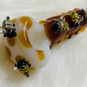 Little Honey Bees Glass Hand Pipe, High Quality Pipe, Collectable Pipe, Gift Pipe